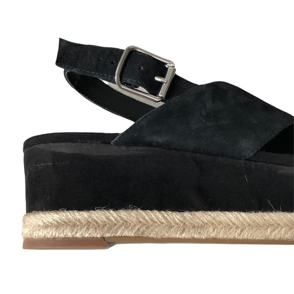 Marc Fisher Black Suede Platform Espadrille Slingback Sandals Size 10 - Picture 9 of 14